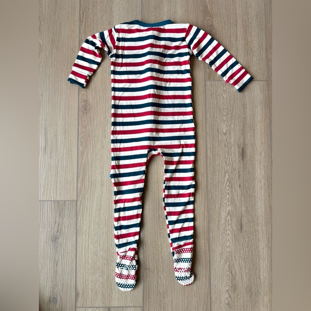 Kickee Pants Balloon Stripe Bamboo Zip Footie Anniversary Print 18-24M NWOT - Picture 3 of 8